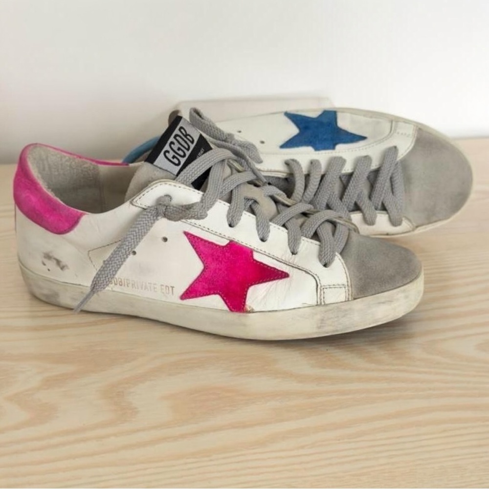Golden Goose Women’s Superstar Limited Edition Mismatched Sneakers Blue Pink 7 - Picture 7 of 15